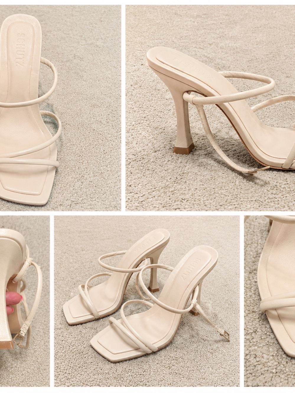 SCHUTZ Cream Strappy Square-Toe Heeled Sandals